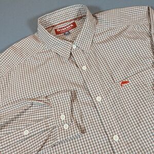 SIMMS Fishing Products Mens XL Long Sleeve Gingham Button Up Shirt Outdoors